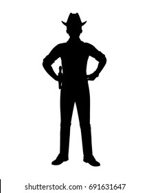 Standing cowboy silhouette vector