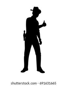 Standing cowboy silhouette vector