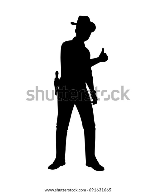 Standing Cowboy Silhouette Vector Stock Vector (Royalty Free) 691631665 ...