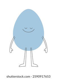 Standing cute egg. Character in doodle style.
