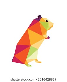 Stehender süßer Hamster in buntem polygonalem Low-Poly-Vektor. Niedliche Maus Hamster bunte abstrakte Logo. Illustration des Hamster-Polygons