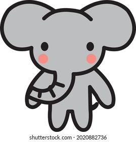 Standing cute kid elephant character 