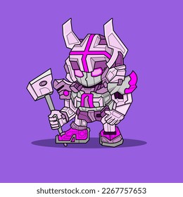 Standing Cute Mecha Robot sweet kids vector design graphics for t-shirts, toys, and can use Suitable for tshirt, clothing, apparel. Book Illustration, Game Asset, And Other Graphic Related Asset