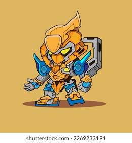 Los niños de la sección Cute Mecha Robot de pie diseñan gráficos vectoriales para camisetas, juguetes y pueden usar ropa, vestimenta, vestimenta. Ilustración De Libros, Activo De Juegos Y Otro Activo Relacionado Gráfico