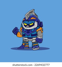 Standing Cute Mecha Robot sweet kids vector design graphics for t-shirts, toys, and can use Suitable for tshirt, clothing, apparel. Book Illustration, Game Asset, And Other Graphic Related Asset