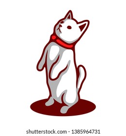 standing cute playful cat illustration - Vector