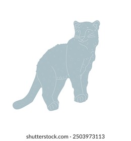 Ilustración vectorial linda de pie del dibujo del leopardo de las nieves aislada	