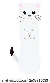 Standing Cute Stoat Front View Illustration
