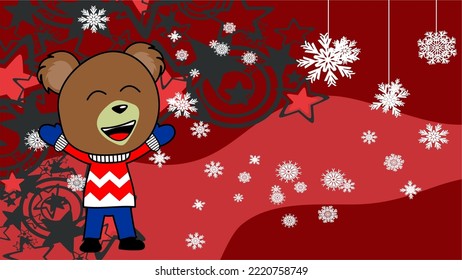 pie lindo oso de peluche niño navidad caricatura postal de fondo en formato vector