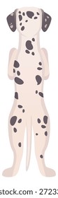 Vista trasera dálmata de pie. Personaje de perro de dibujos animados