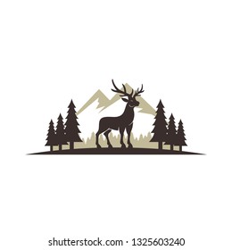 Standing Deer In The Forest Vector Illustration