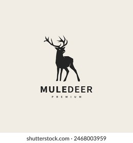 standing deer silhouette logo design illustration