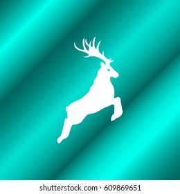 Standing deer silhouette on grey background. Vector illustration.