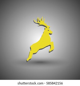 Standing deer silhouette. Vector illustration.