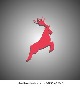 Standing deer silhouette. Vector illustration.