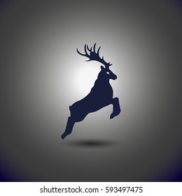 Standing deer silhouette. Vector illustration.