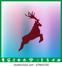 Standing deer. Vector illustration.