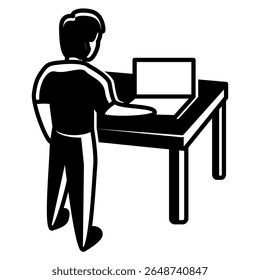 Standing Desk Symbol dargestellt durch Standing Desk Schwarz Gefüllt Stil.