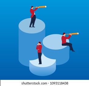 Standing at different heights to see the distance