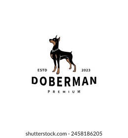 Standing doberman dog logo design illustration 3