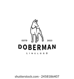 Standing doberman dog logo design illustration 2