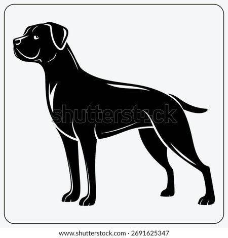 Standing Dog Black Vector Silhouette
