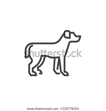 Standing dog line icon. linear style sign for mobile concept and web design. Dog outline vector icon. Animal pet symbol, logo illustration. Pixel perfect vector graphics