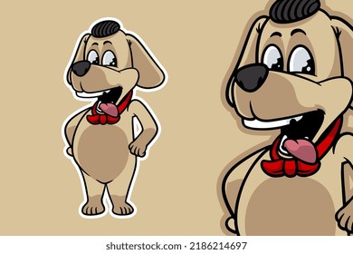standing dog mascot vector illustration cartoon style