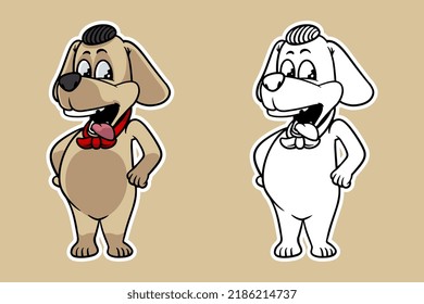 standing dog mascot vector illustration cartoon style