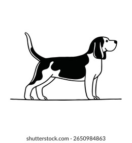 Standing Dog Silhouette Vector Illustration, Black Dog Standing Silhouette Clipart .