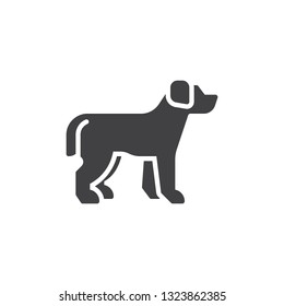 Standing dog vector icon. filled flat sign for mobile concept and web design. Dog glyph icon. Animal pet symbol, logo illustration. Pixel perfect vector graphics