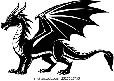 standing dragon silhouette vector illustration 