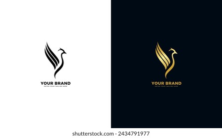 Standing eagle logo. Eagle, wings, elegant icon design. Vector illustration template