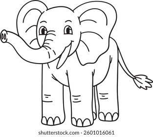 Standing Elephant Isolated Coloring Page for Kids 