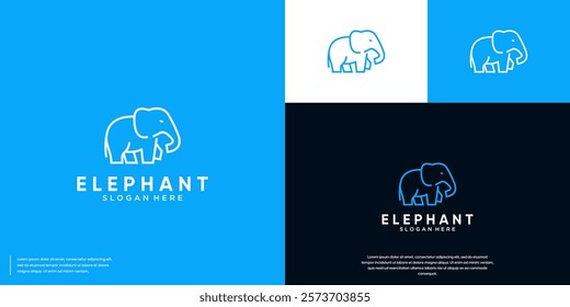 standing elephant logo with line art style, cute adorable, graphic design illustration.