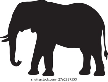 Standing Elephant Silhouette Vector Isolated Wild Animal Black Clipart