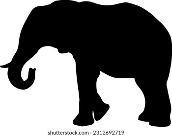 Standing elephant silhouette vector wild animal isolated on white wildlife animal elephant icon
