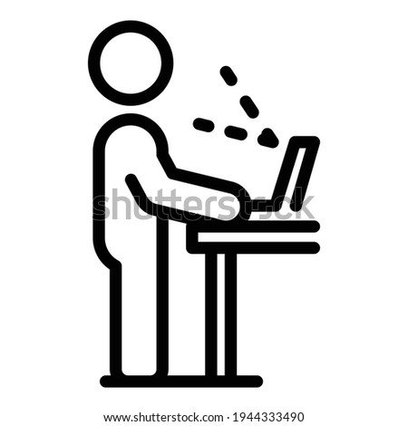 Standing ergonomic position icon. Outline standing ergonomic position vector icon for web design isolated on white background