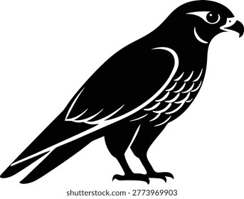 Standing falcon hawk bird prey profile illustration