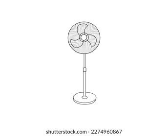 standing fan vector design and line art. standing fan vector art, icons, and vector images. standing fan with white background.