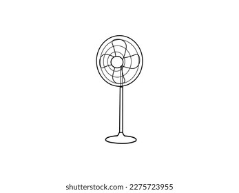 diseño de vectores de ventilador de pie y arte de línea. arte vectorial de ventilador de pie, iconos e imágenes vectoriales. ventilador de pie con fondo blanco.