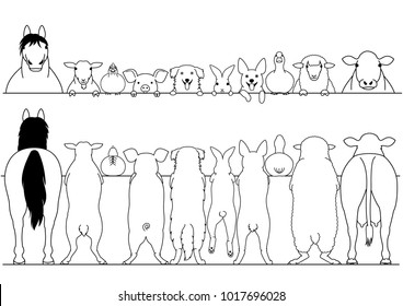 standing farm animals front and back border set