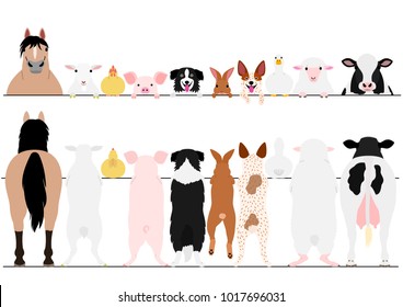 standing farm animals front and back border set