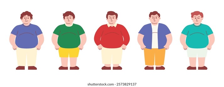 Standing Fat Obese Men with Various Clothes