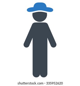 Standing Fellow vector icon. Style is bicolor flat symbol, smooth blue colors, rounded angles, white background.