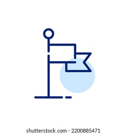 Standing flag pointing out location. Pixel perfect, editable stroke line icon
