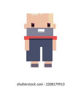 standing flat 8-bit gentleman over white