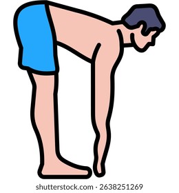 Standing Forward Bend Icon Lineal Color Vector Illustration