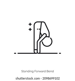 Icono de plegado hacia delante. Diseño de icono de estilo de esquema aislado en fondo blanco