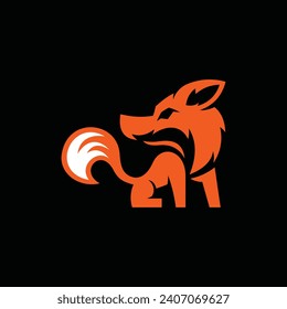 standing fox logo design, logotype element for template on black background.